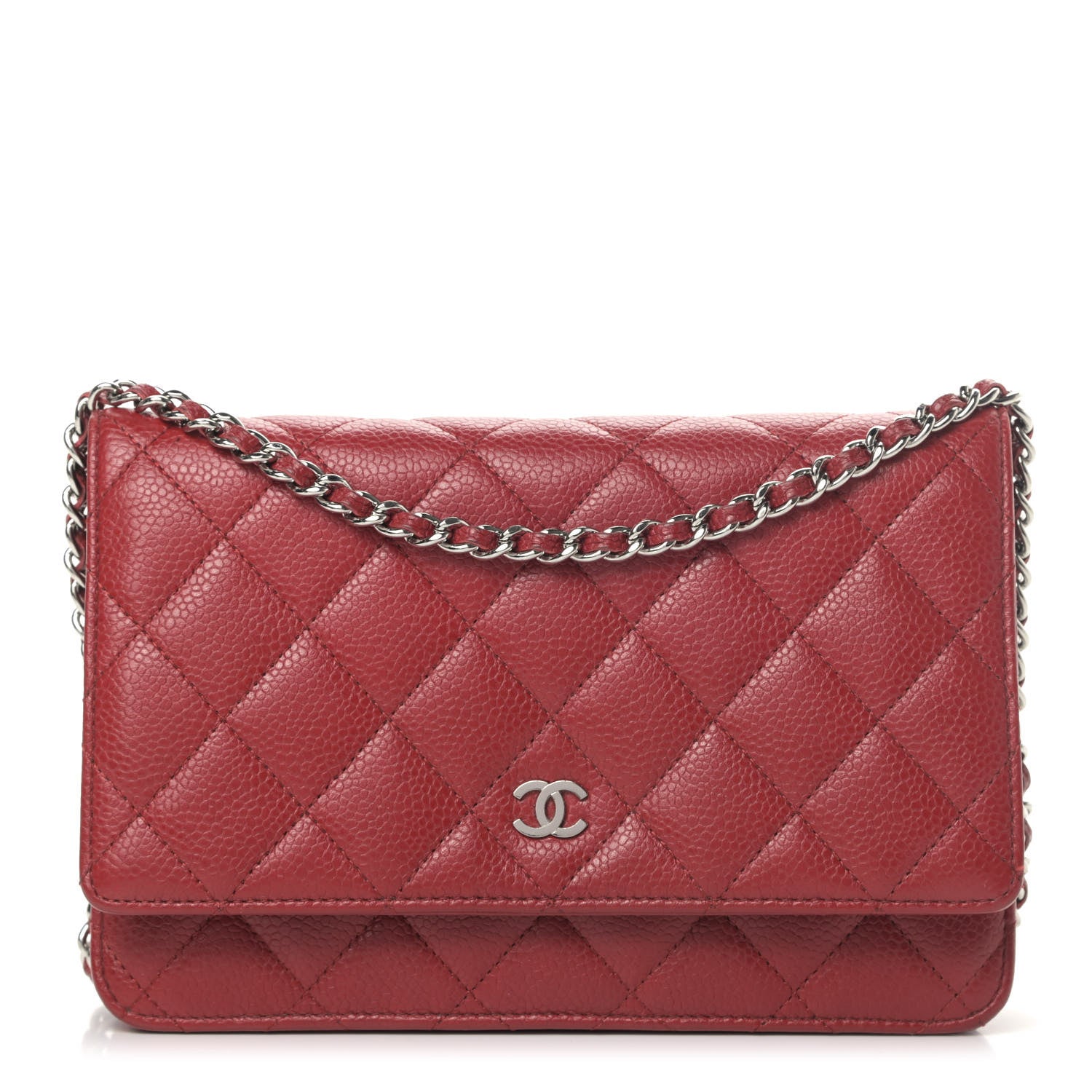 Chanel Caviar Quilted Wallet On Chain WOC Red 1 of 6