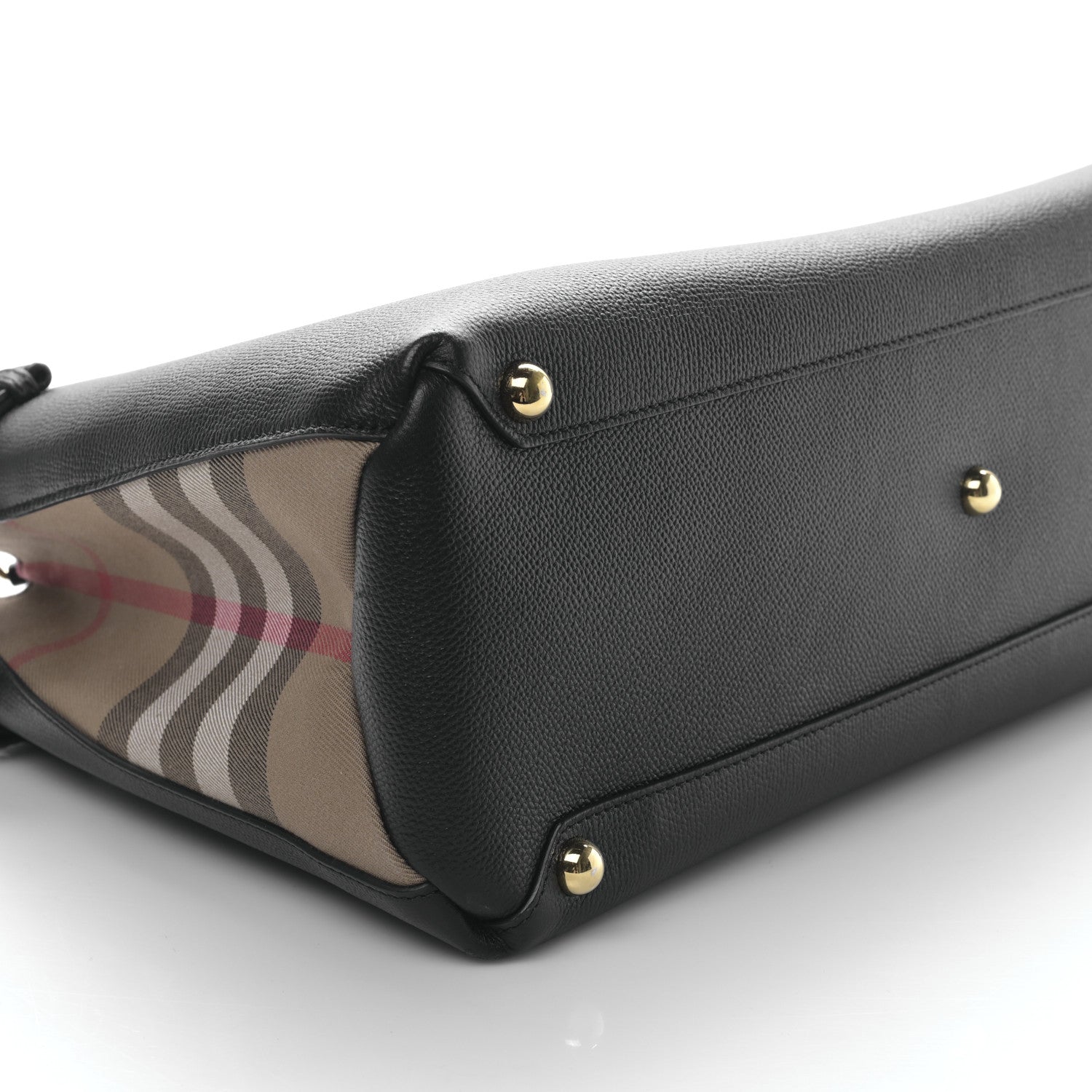 Burberry Grainy Calfskin House Check Large Banner Tote Black 8 of 10