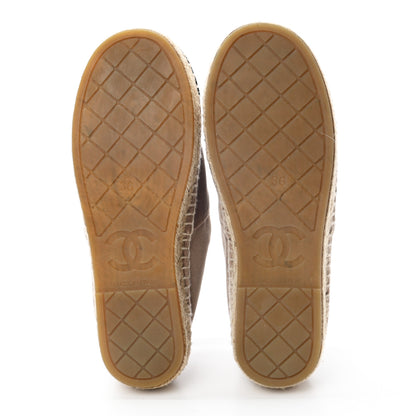 Chanel Velvet Logo Espadrilles 36 Beige Black 5 of 10