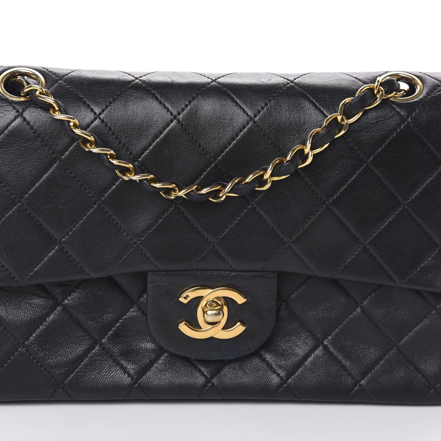 Lambskin Quilted Small Double Flap Black