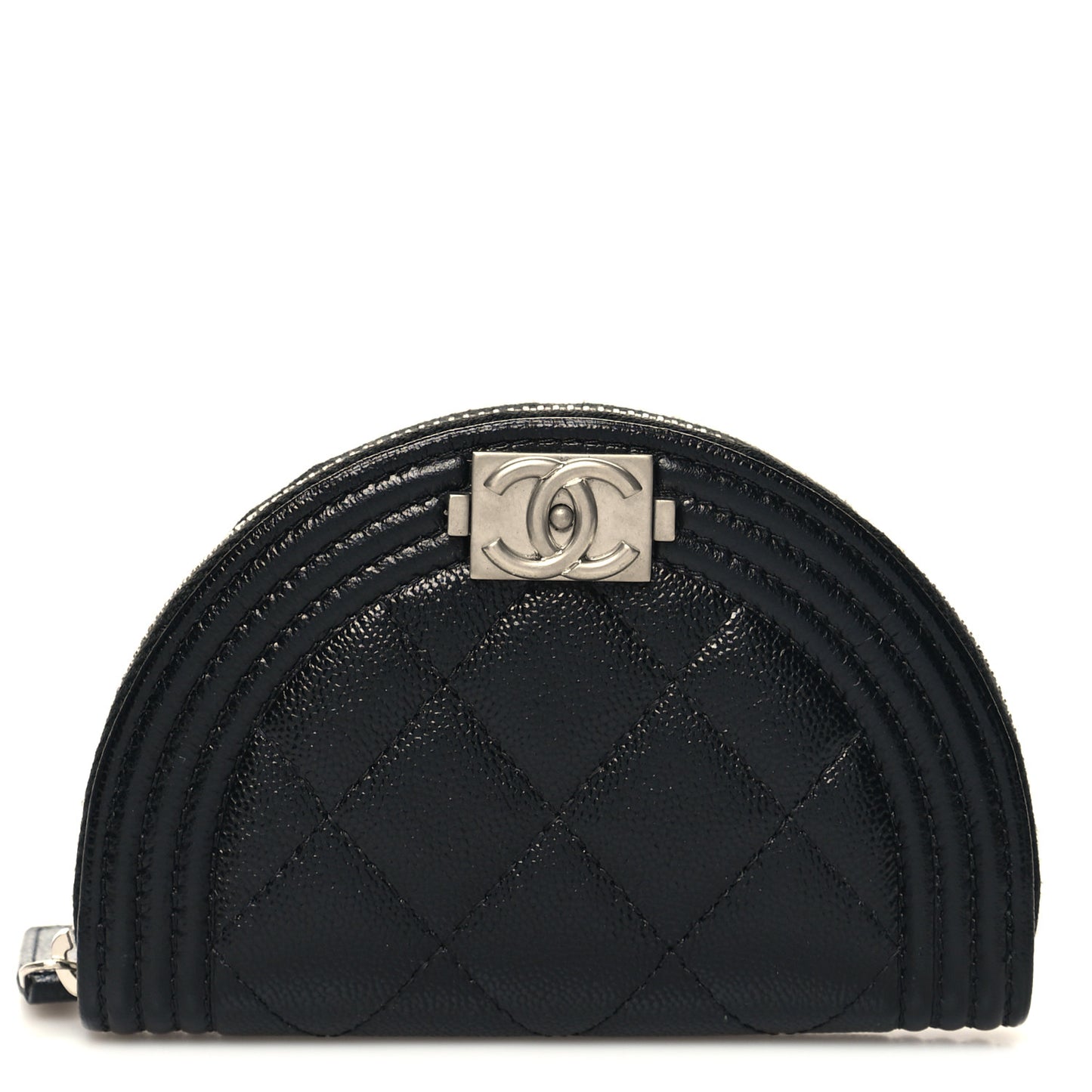 Caviar Quilted Boy Zipped Coin Purse Black