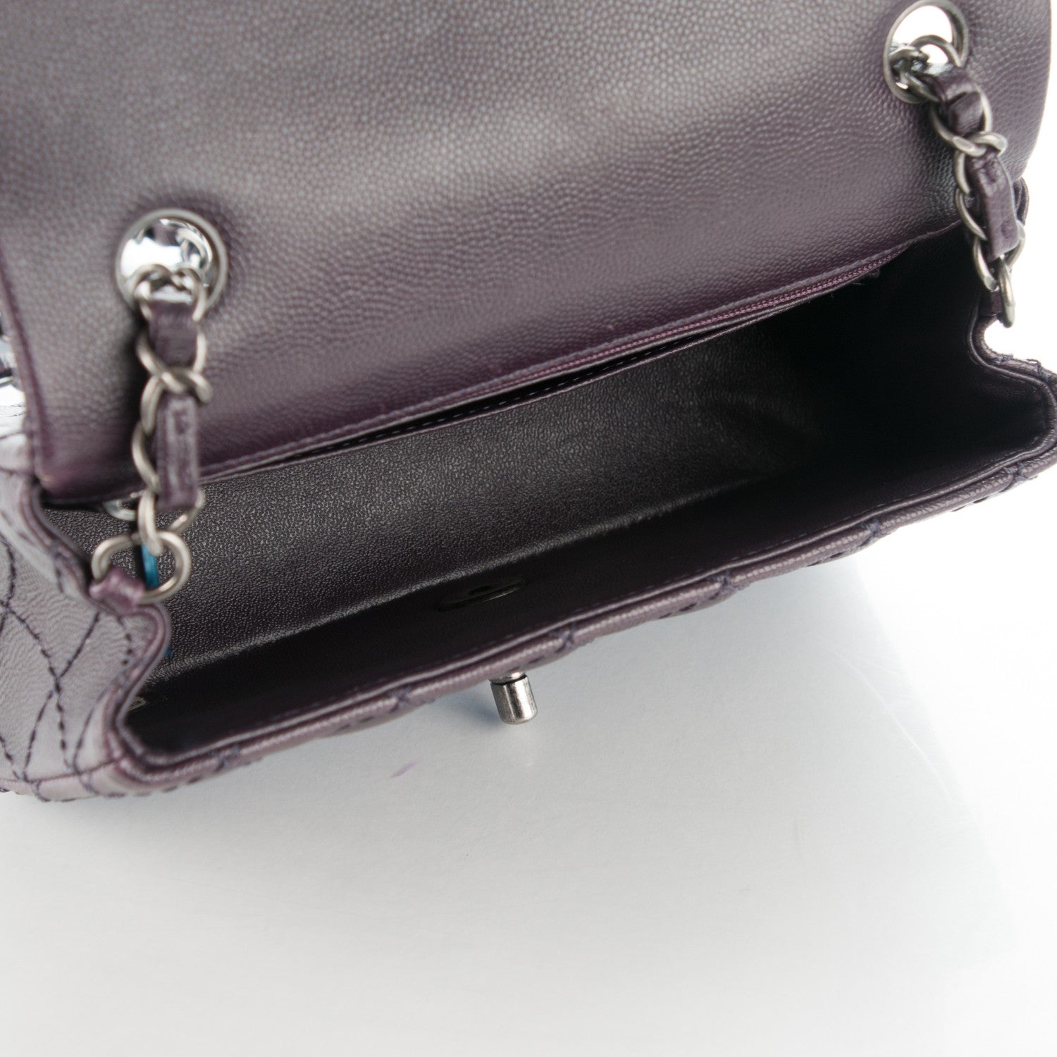 Chanel Washed Caviar Quilted Mini Rectangular Flap Dark Purple 5 of 7