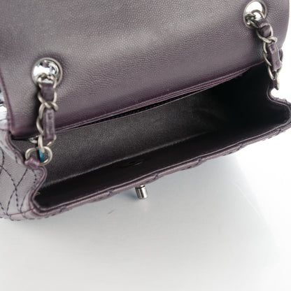 Chanel Washed Caviar Quilted Mini Rectangular Flap Dark Purple 5 of 7