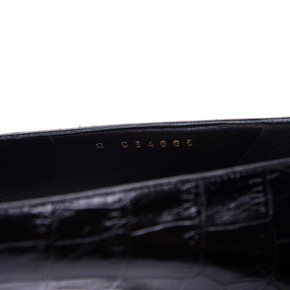 Chanel Crocodile Embossed Crumpled Patent Cap Toe Pumps 39.5 Black 8 of 13