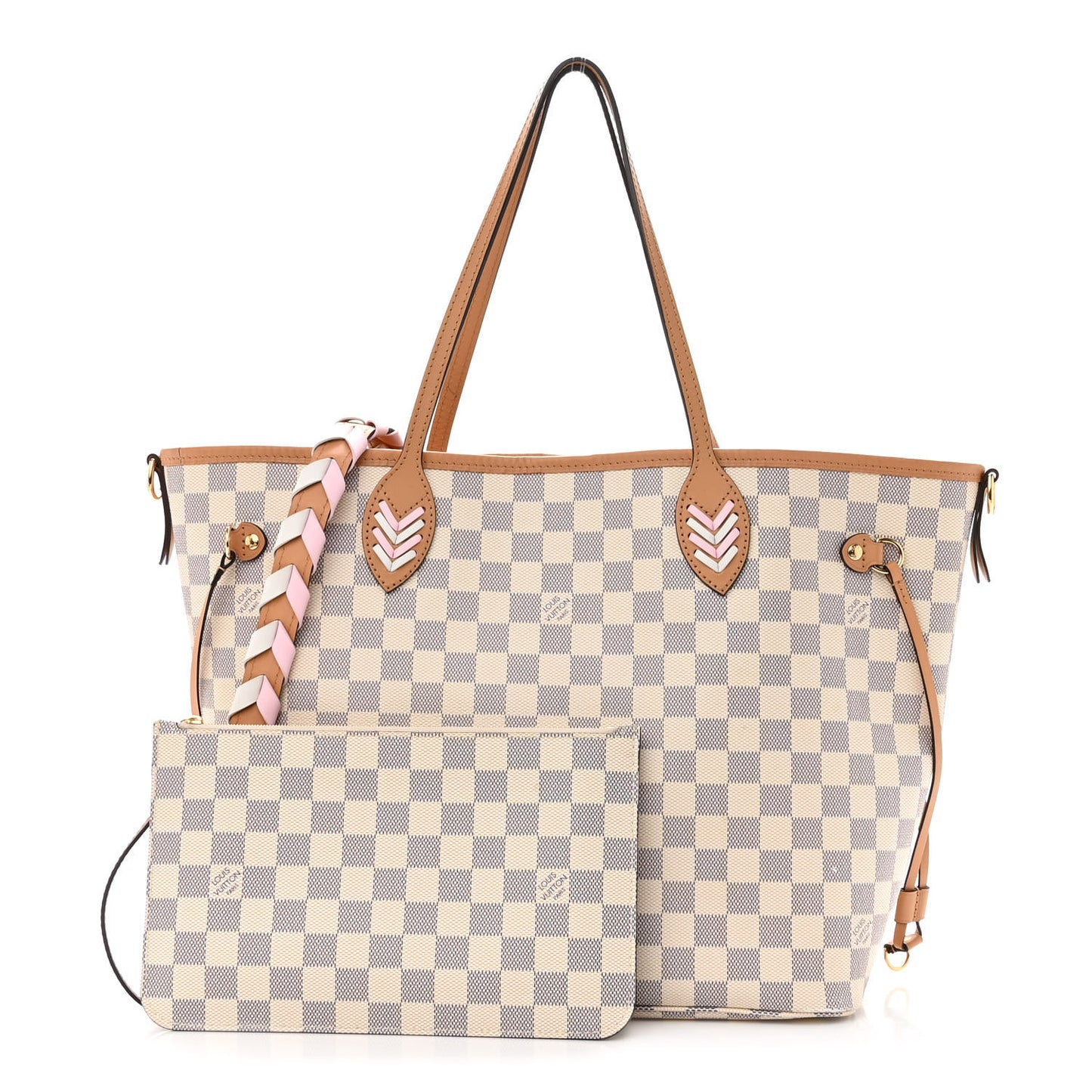 Damier Azur Braided Neverfull MM Orange