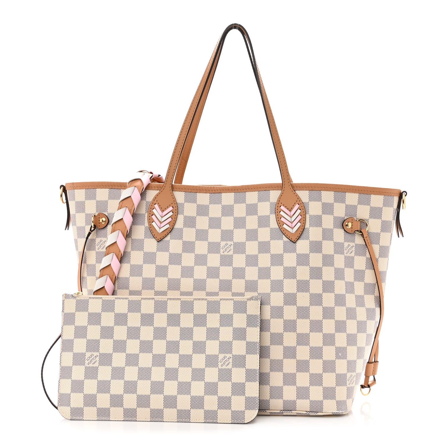 Louis Vuitton Damier Azur Braided Neverfull MM Orange 1 of 11
