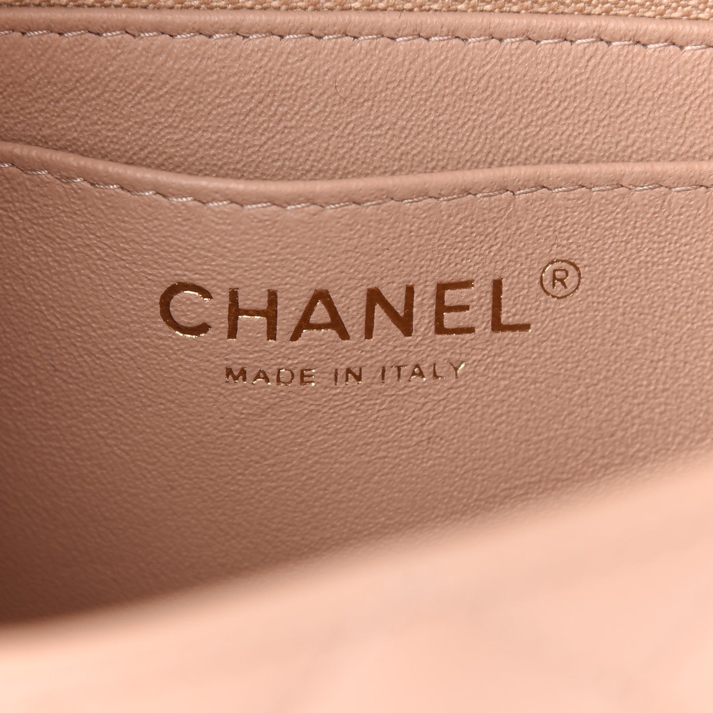 Lambskin Quilted Mini Rectangular Flap Beige