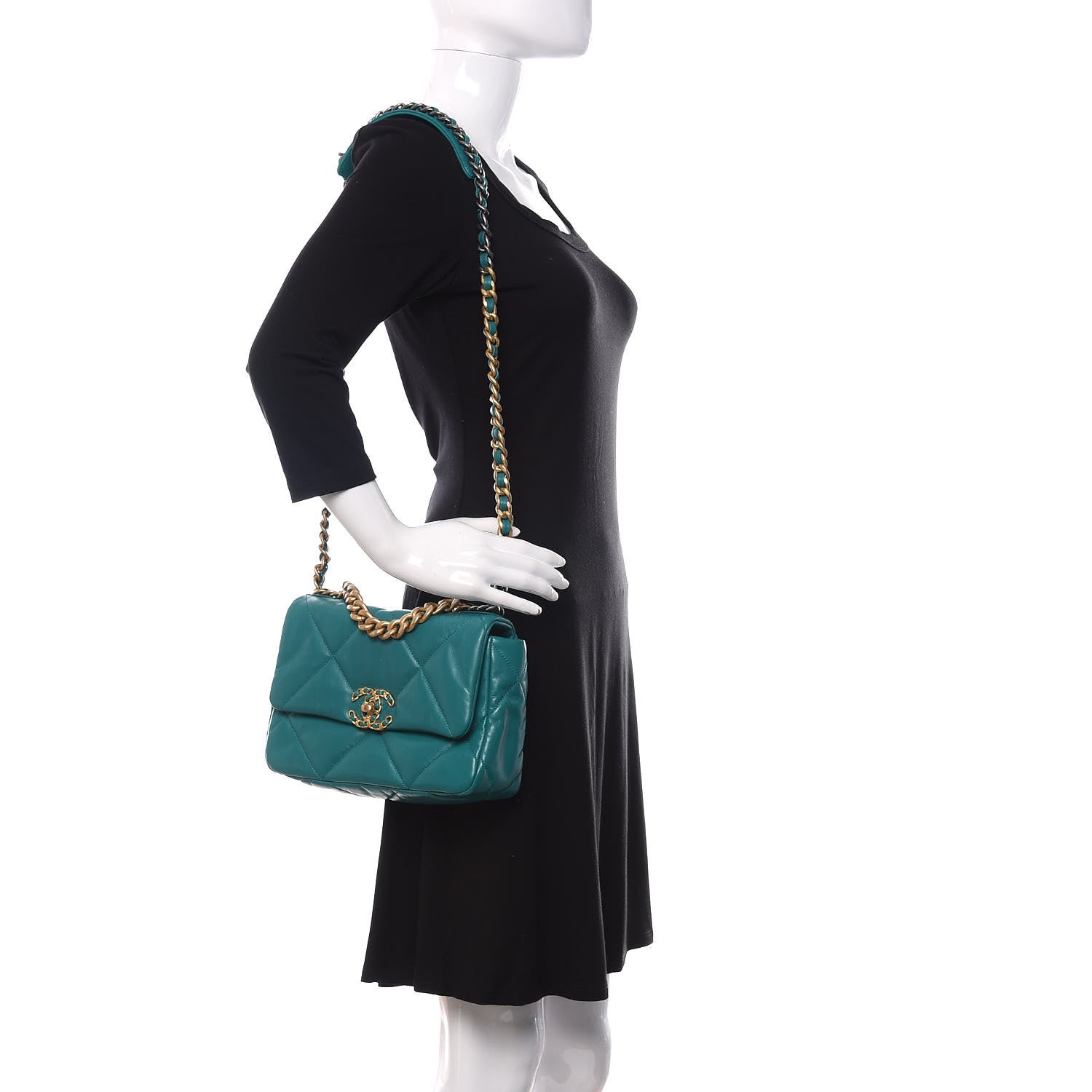 Chanel Lambskin Quilted Medium 19 Flap Green 2 of 11