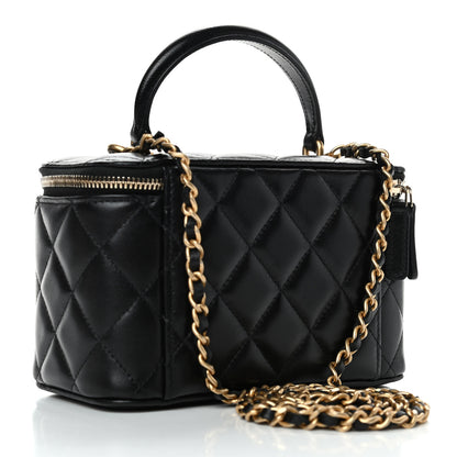 Chanel Lambskin Quilted Small Top Handle Vanity Case With Chain Black 2 of 4