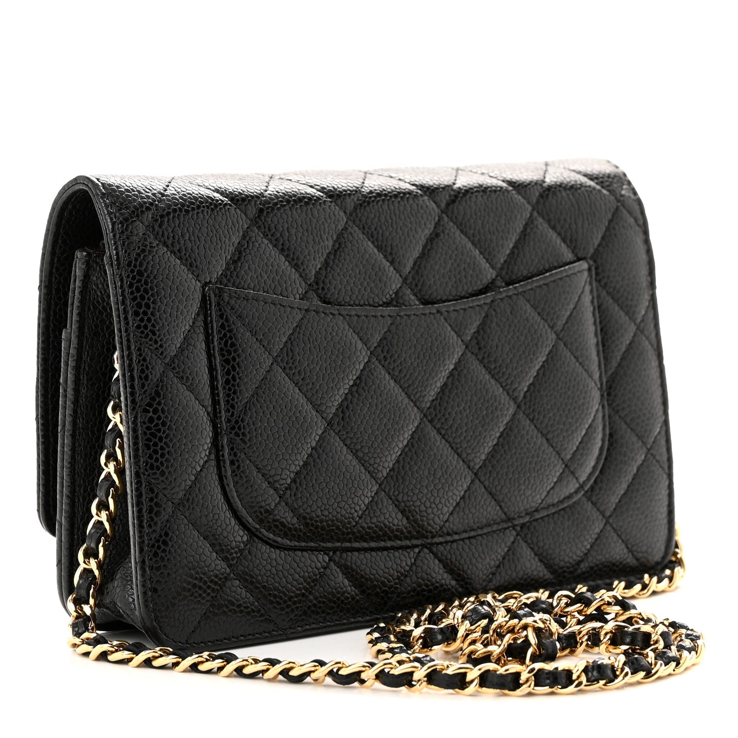Caviar Quilted Wallet on Chain WOC Black