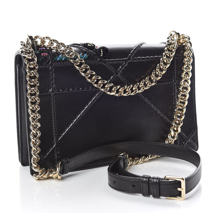 Christian Dior Calfskin Crystal Embroidered Medium Diorama Flap Bag Black 3 of 11