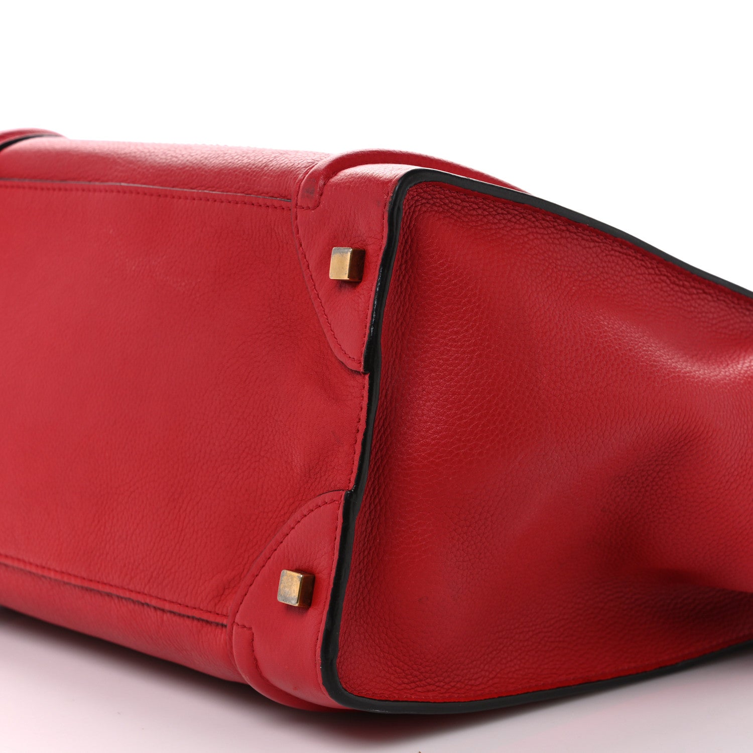 Celine Drummed Calfskin Mini Luggage Coquelicot 10 of 17