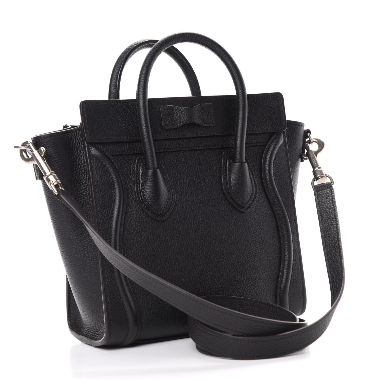 Celine Drummed Calfskin Nano Luggage Black 3 of 9