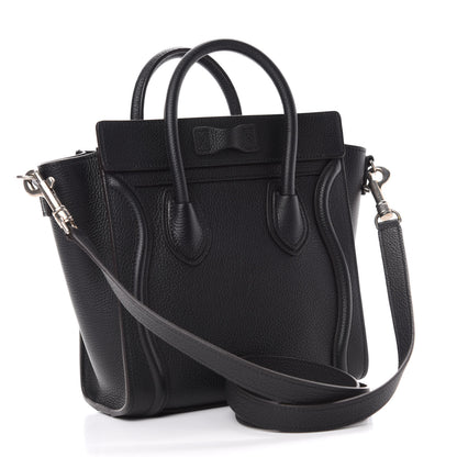 Celine Drummed Calfskin Nano Luggage Black 3 of 9