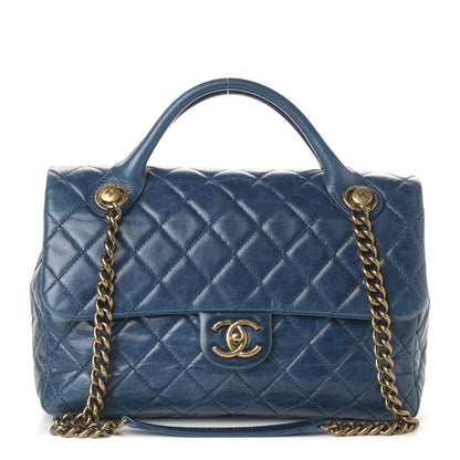 Chanel Glazed Calfskin Castle Rock Medium Flap Blue 1 of 10