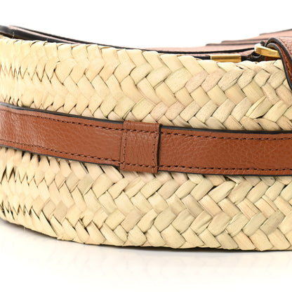 Chloe Raffia Small Grain Calfskin Small Marcie Basket Crossbody Tan 8 of 9