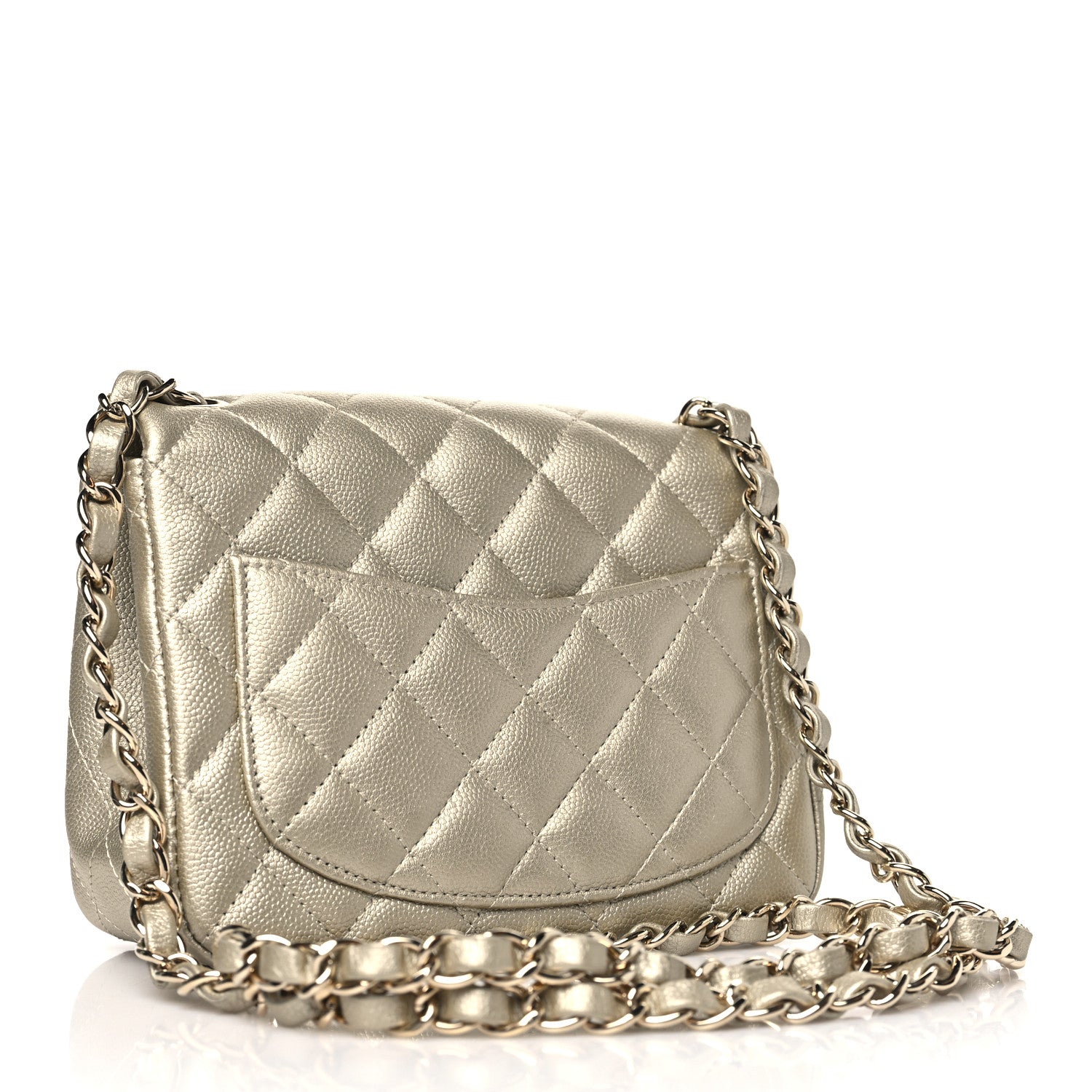 Chanel Metallic Caviar Quilted Mini Square Flap Light Gold 3 of 11