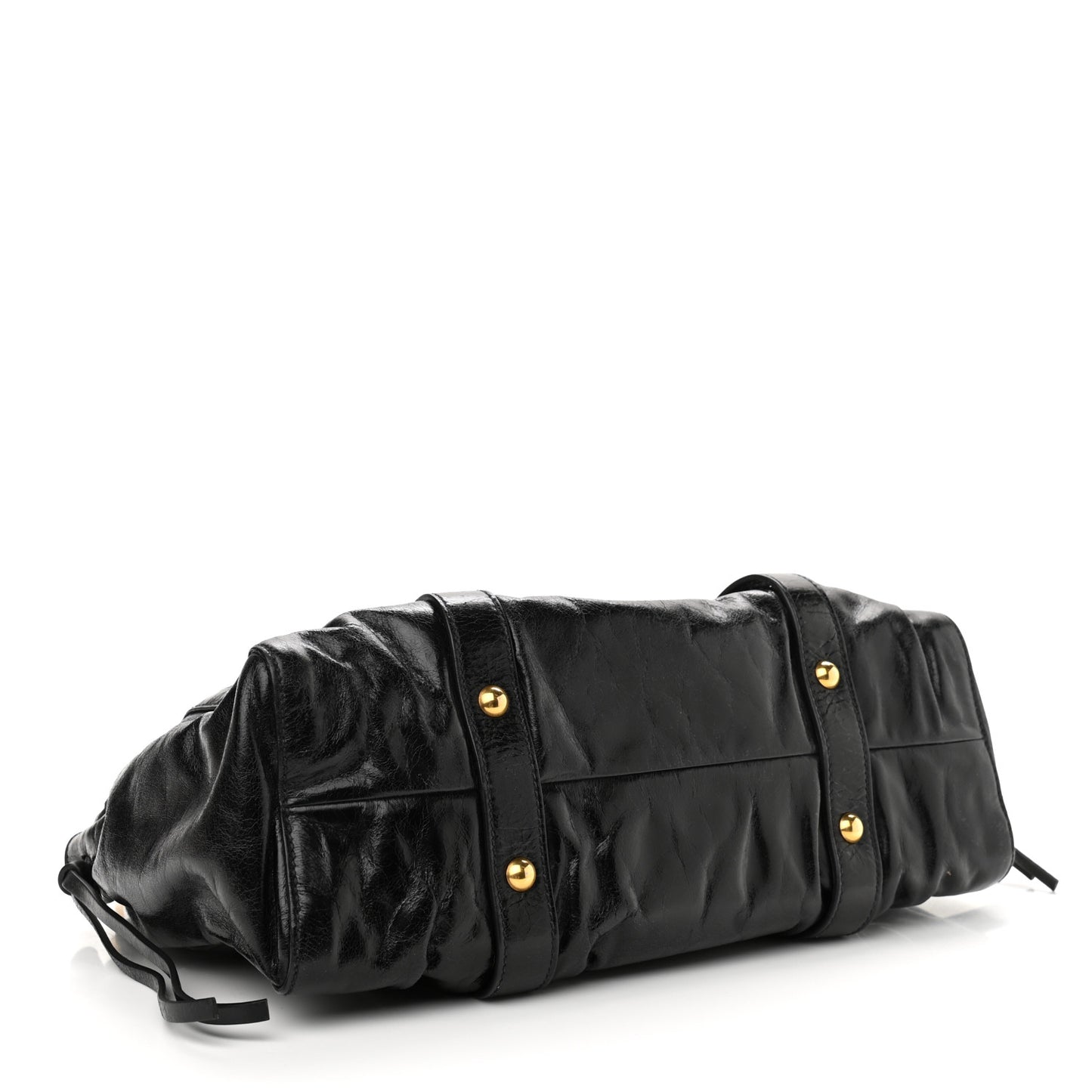 Vitello Lux Gathered Tote Black