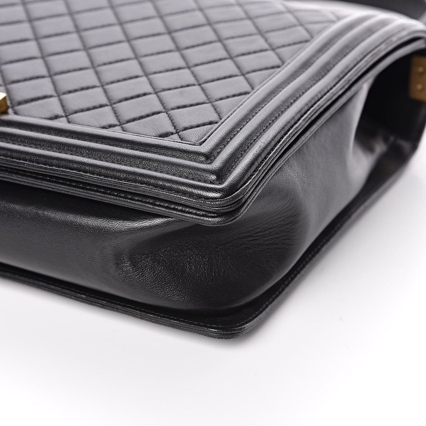 Lambskin Quilted Large Boy Flap Black