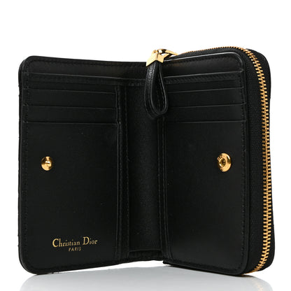 Christian Dior Grained Calfskin Supple Cannage Caro Scarlet Zipped Wallet Black 5 of 9