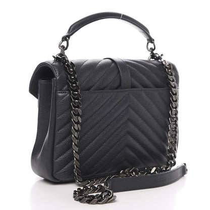 Saint Laurent Sheepskin Matelasse Chevron Monogram Medium College Bag Asphalt 4 of 13