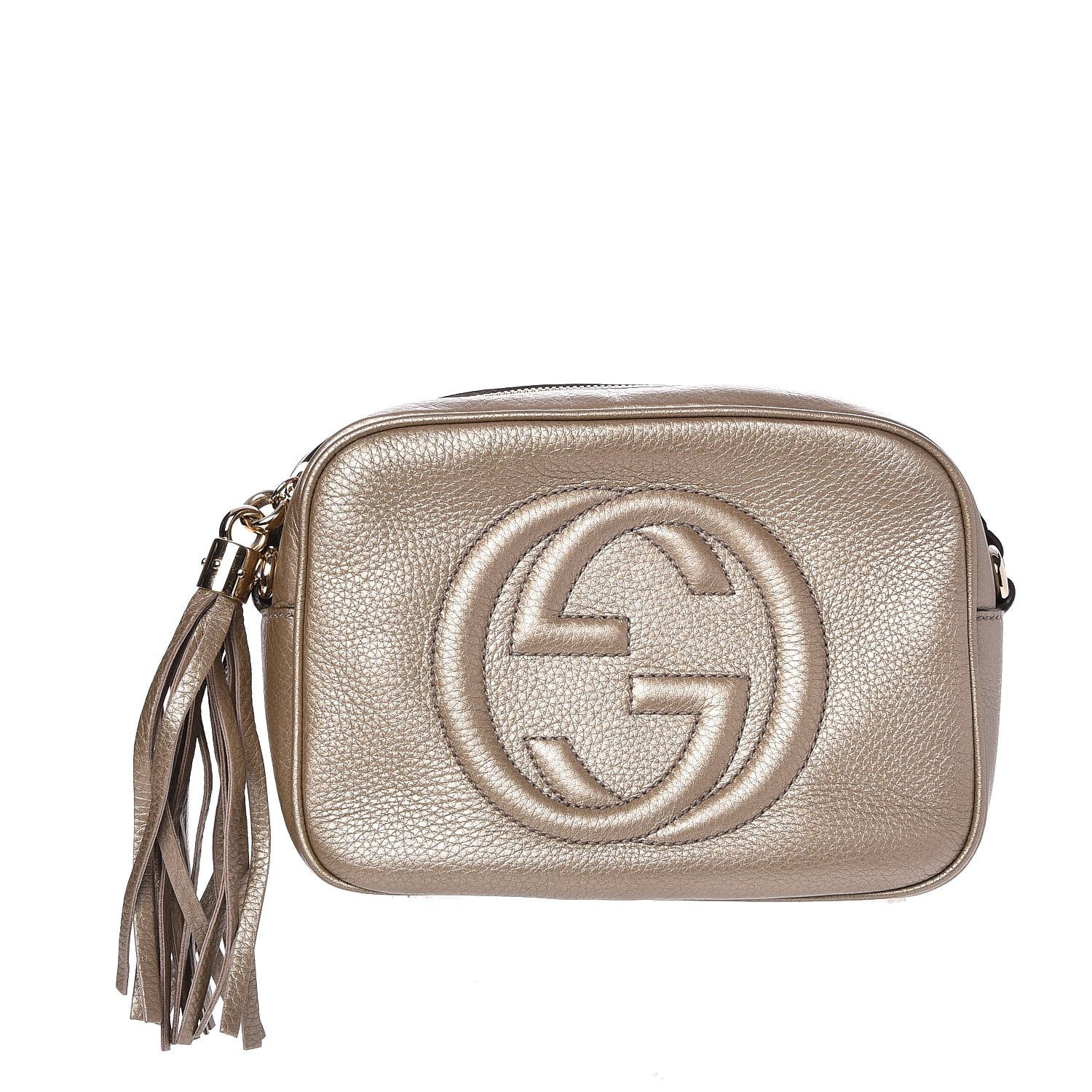 Gucci Metallic Pebbled Calfskin Small Soho Disco Bag Golden Beige 1 of 7
