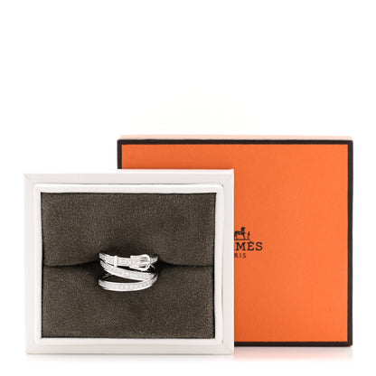 Hermes 18K White Gold Diamond GM Etriviere Ring  54 7 5 of 5