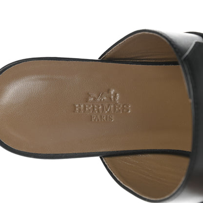 Hermes Calfskin Avenue Sandals 37 Black 7 of 9