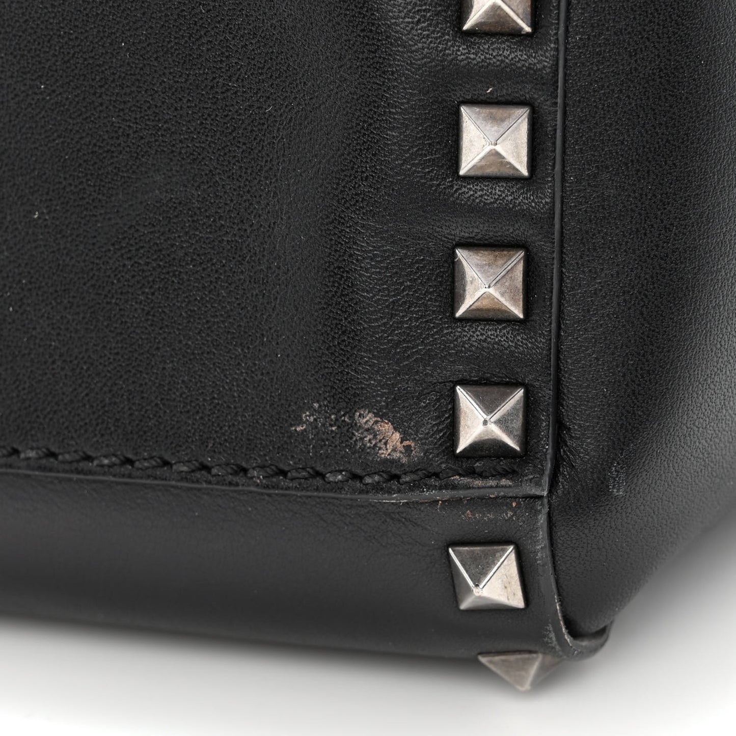 Vitello Mini Rockstud Double Handle Tote Black