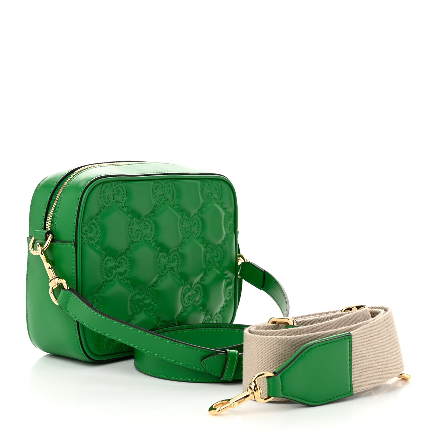 Calfskin GG Matelasse Shoulder Bag Spring Green Natural