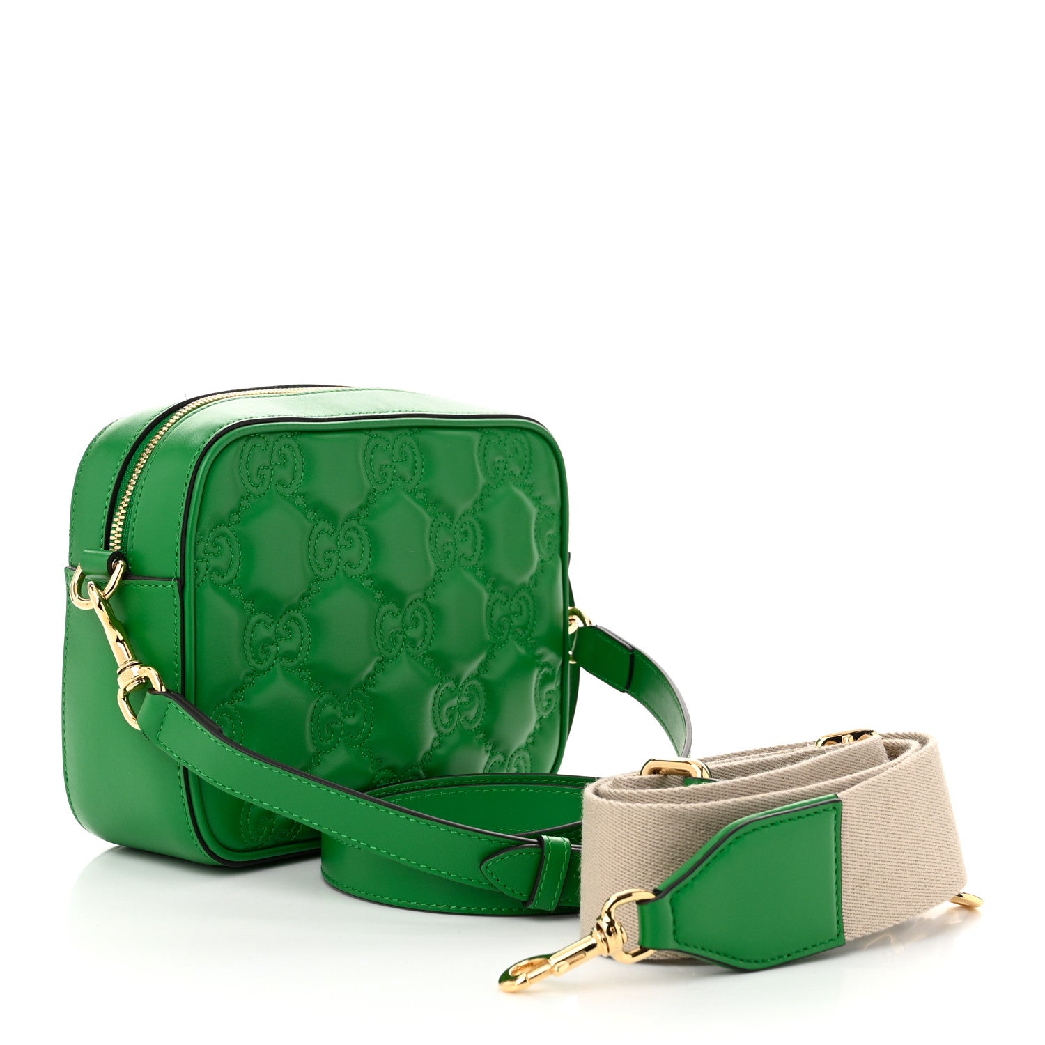 Gucci Calfskin GG Matelasse Shoulder Bag Spring Green Natural 3 of 10