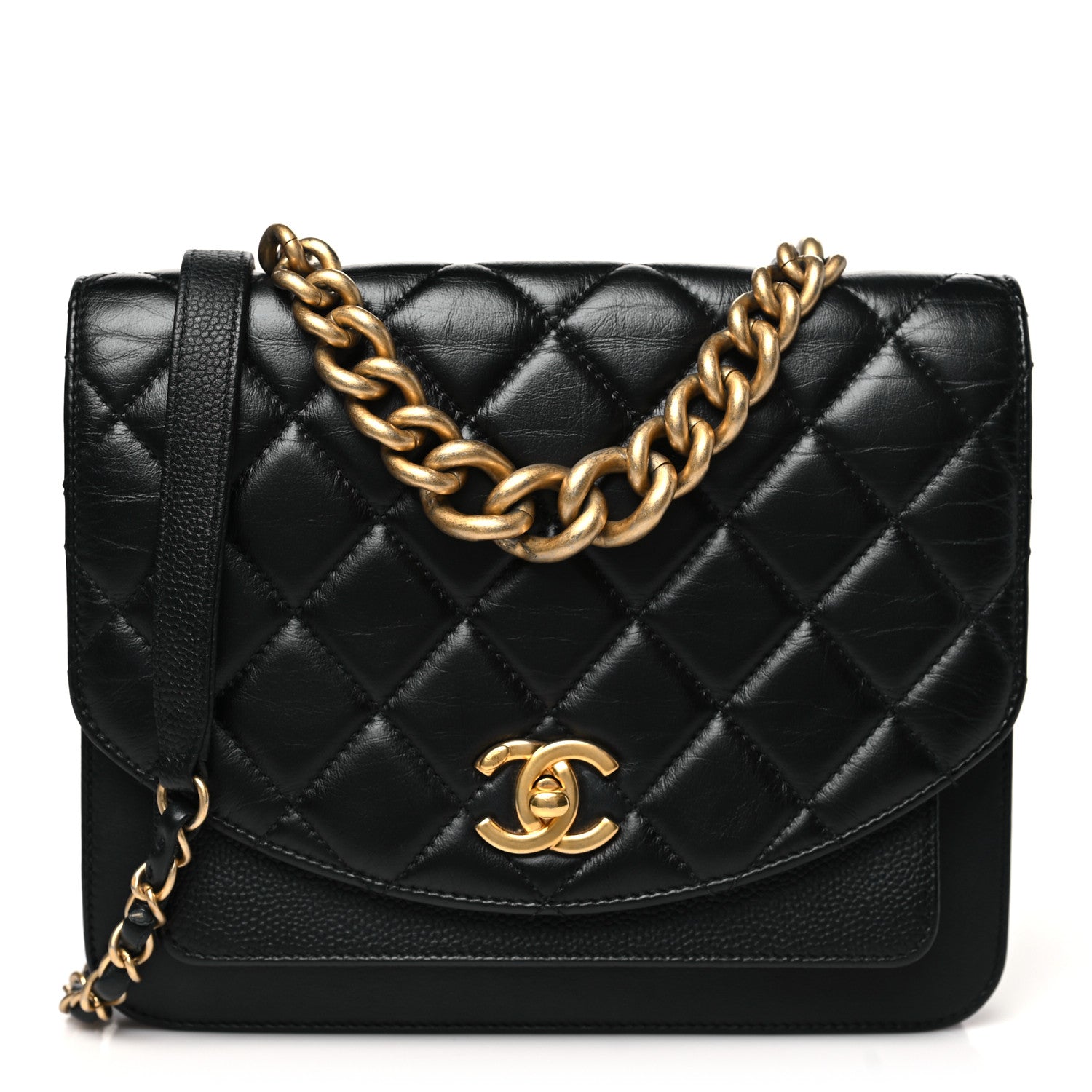 Chanel Calfskin Caviar Quilted Chain Handle Flap Black 1 of 10