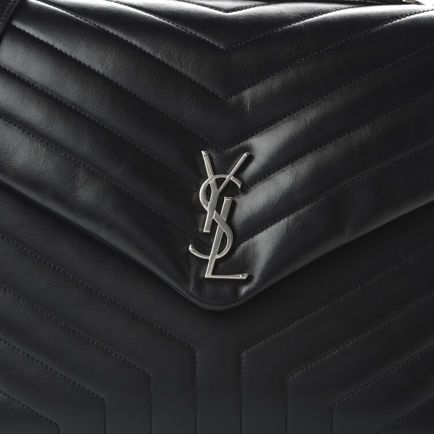Saint Laurent Calfskin Y Quilted Monogram Large Loulou Chain Satchel Black 9 of 9