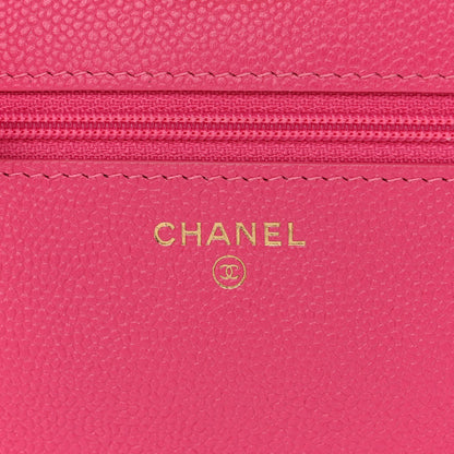 Chanel Shiny Caviar Quilted Chain Melody Wallet On Chain WOC Dark Pink 6 of 12