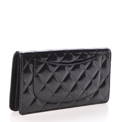 Chanel Striated Patent Yen Wallet Black 3 of 9