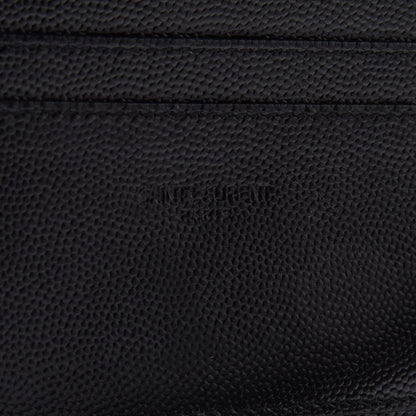 Saint Laurent Grain De Poudre Chevron Monogram Large Bill Pouch Black 8 of 10