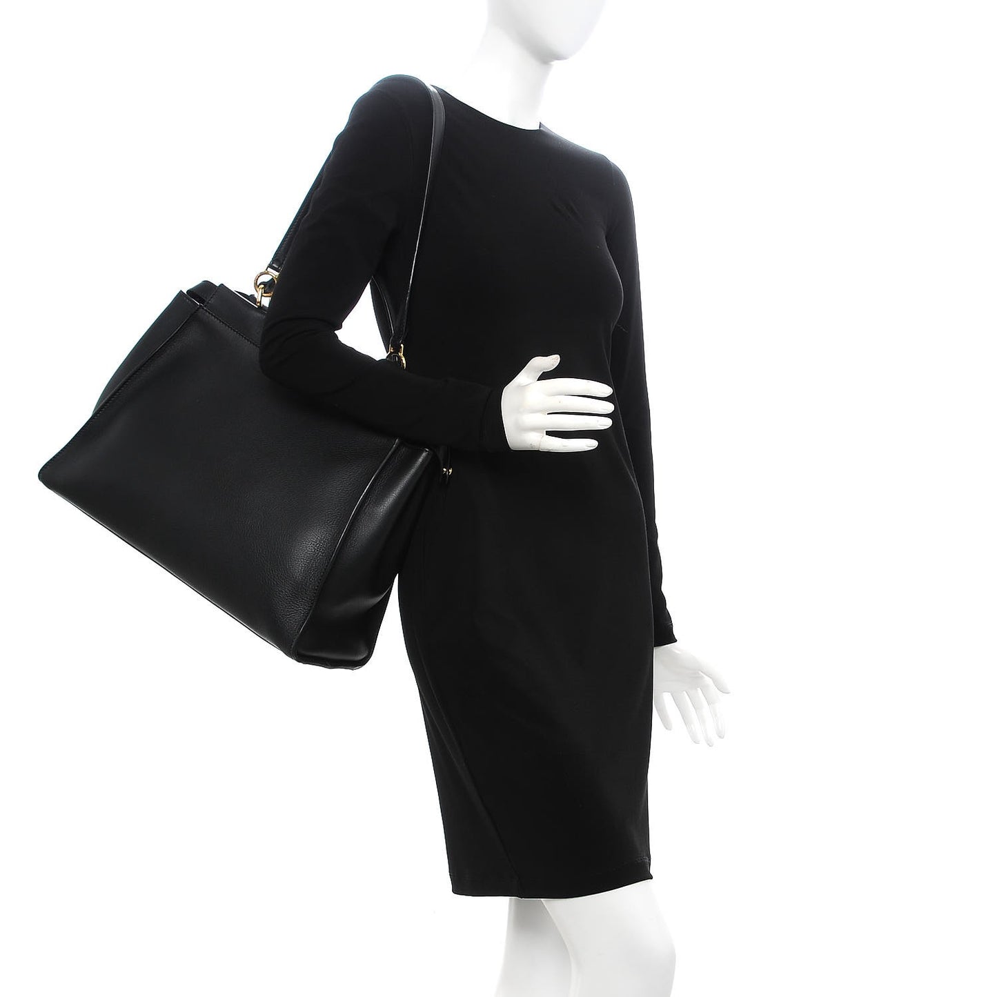 Vitello Seta Shiny Nappa Large Peekaboo Iconic Satchel Black