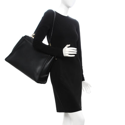 Fendi Vitello Seta Shiny Nappa Large Peekaboo Iconic Satchel Black 2 of 10