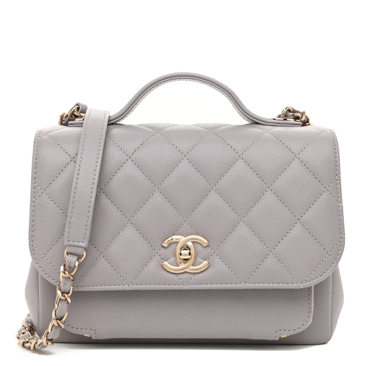 Caviar Quilted Medium Business Affinity Flap Grey