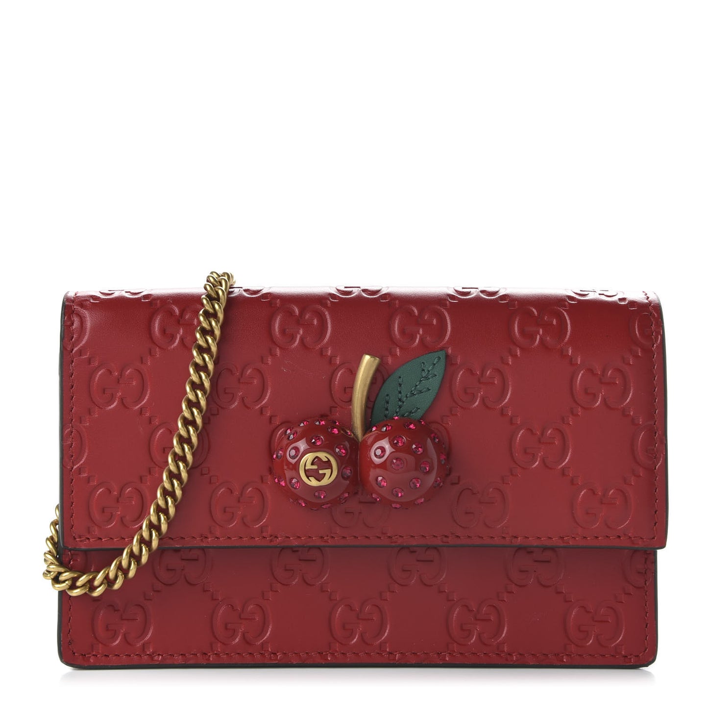 Guccissima Mini Cherry Chain Bag Hibiscus Red