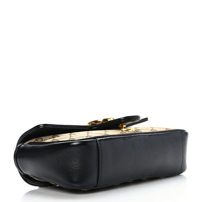 Gucci Monogram Matelasse Diagonal Mini GG Marmont Shoulder Bag Beige Black 4 of 9