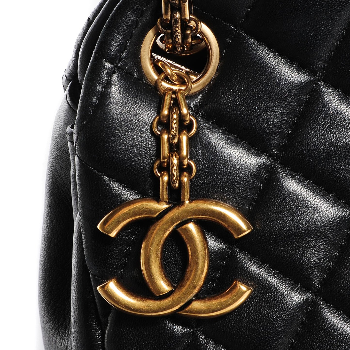 Lambskin Quilted Large Just Mademoiselle Bowling Bag Black