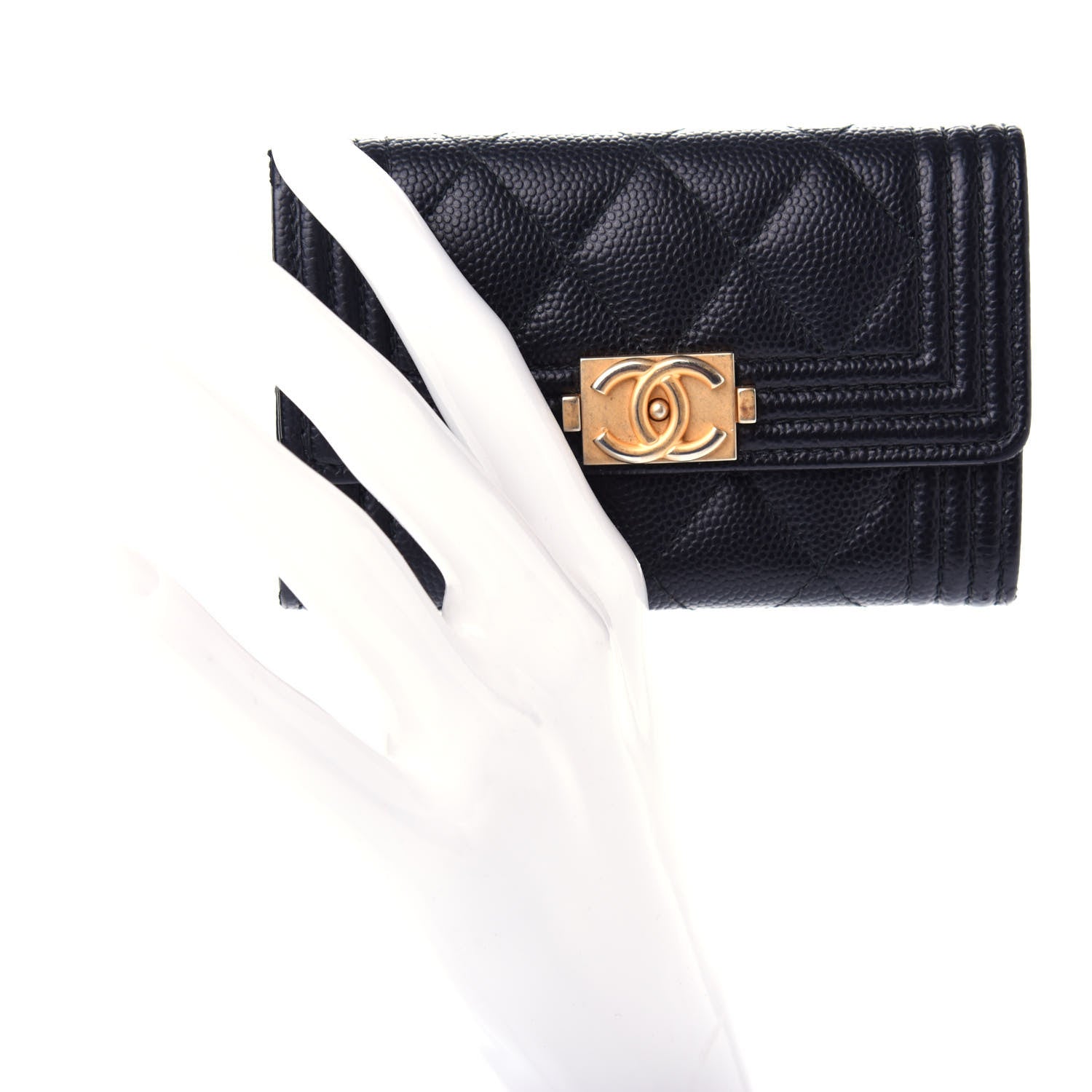 Chanel Caviar Quilted Boy Flap Card Holder Black 2 of 10