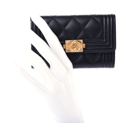 Chanel Caviar Quilted Boy Flap Card Holder Black 2 of 10