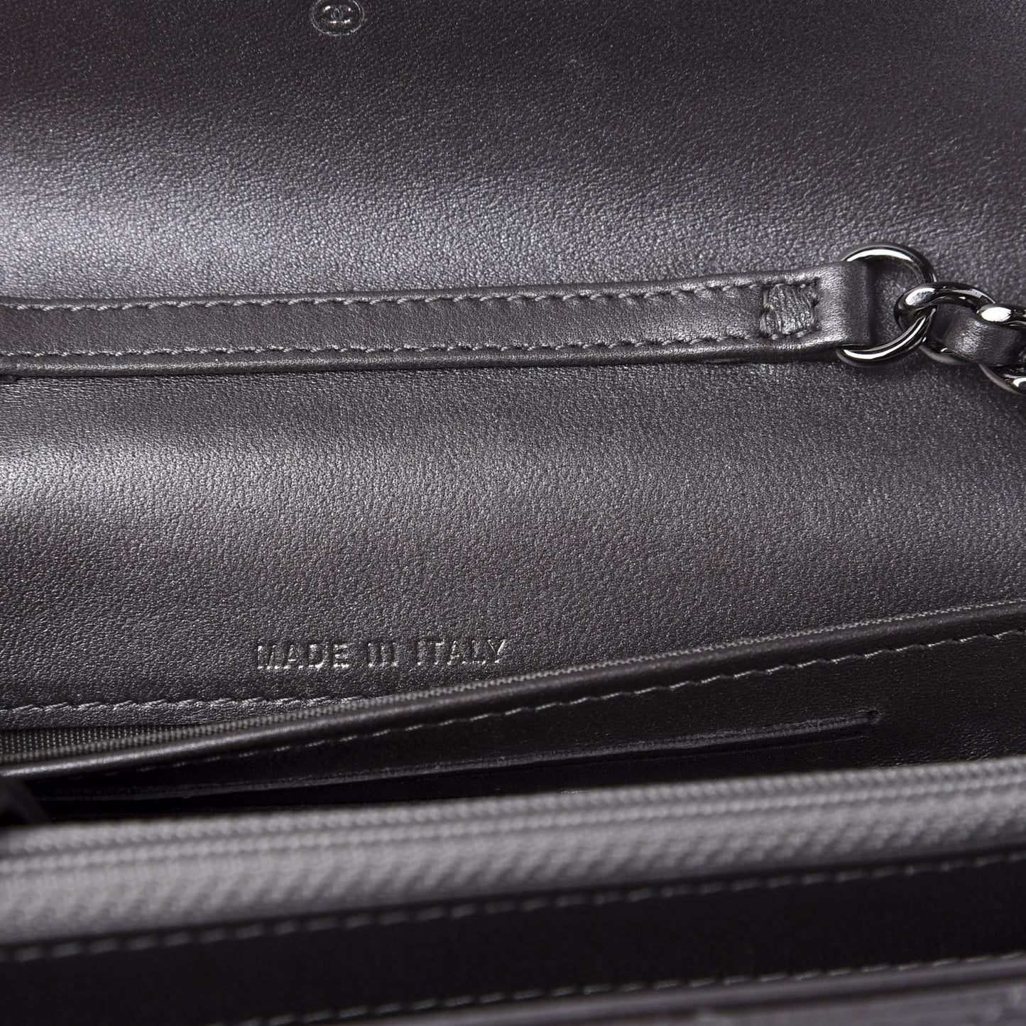 Lambskin Quilted Pearl My Shoulder Mini French Wallet On Chain WOC Silver