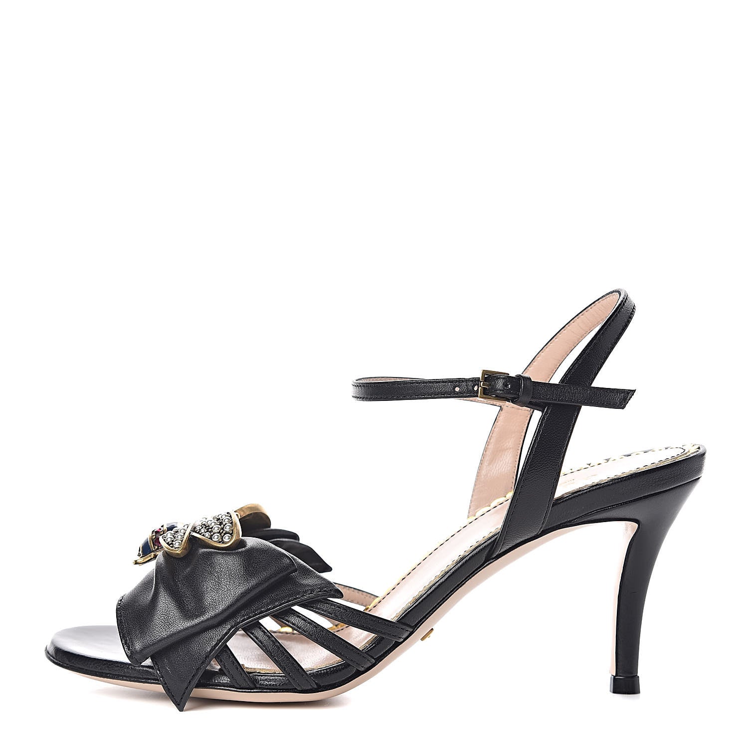 Gucci Nappa Queen Margaret Mid Heel Sandals 35.5 Black 1 of 9