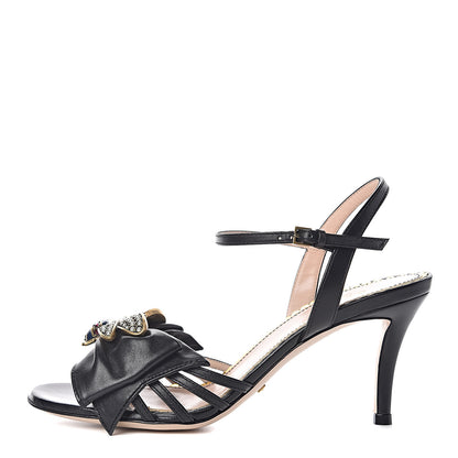 Gucci Nappa Queen Margaret Mid Heel Sandals 35.5 Black 1 of 9