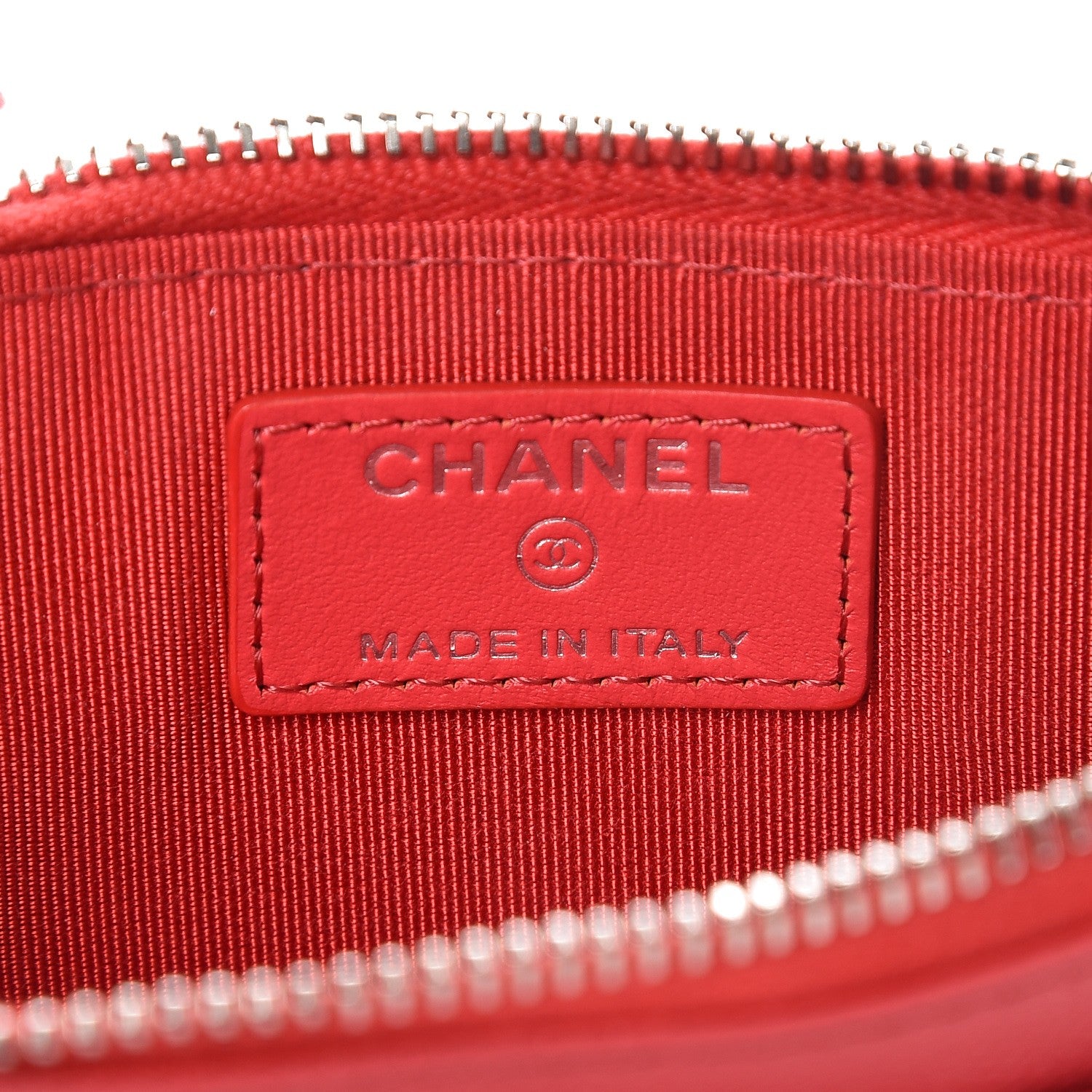 Chanel Caviar Chevron Quilted Zip Pouch Red 6 of 8