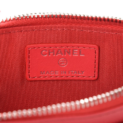 Chanel Caviar Chevron Quilted Zip Pouch Red 6 of 8