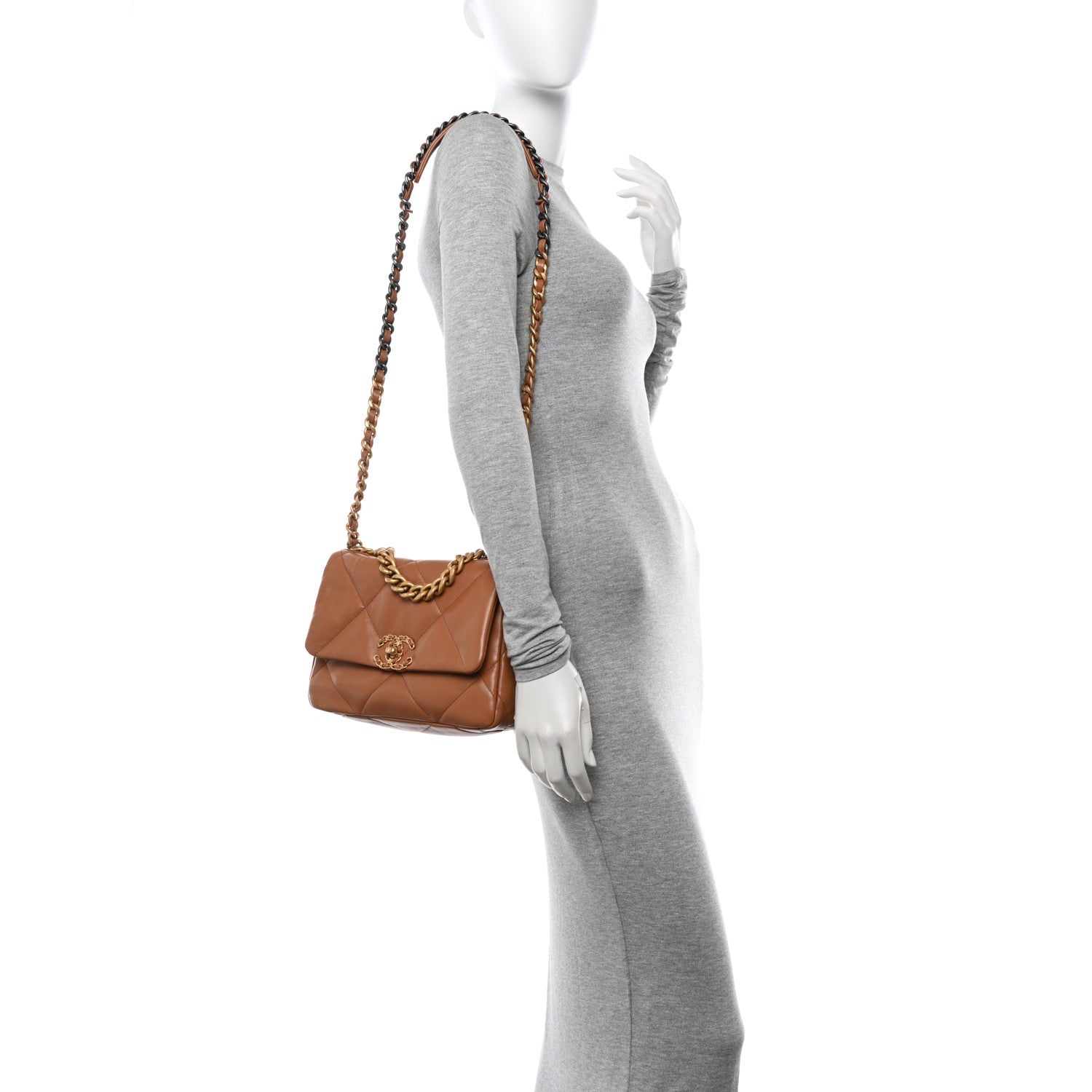Chanel Lambskin Quilted Medium Chanel 19 Flap Brown 2 of 12